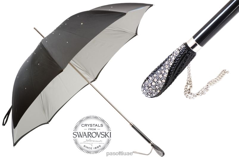 مظلة | 185n plat-34 s8 - مظلة سواروفسكي سوداء، قماش مزدوج PASOTTI Z446V518